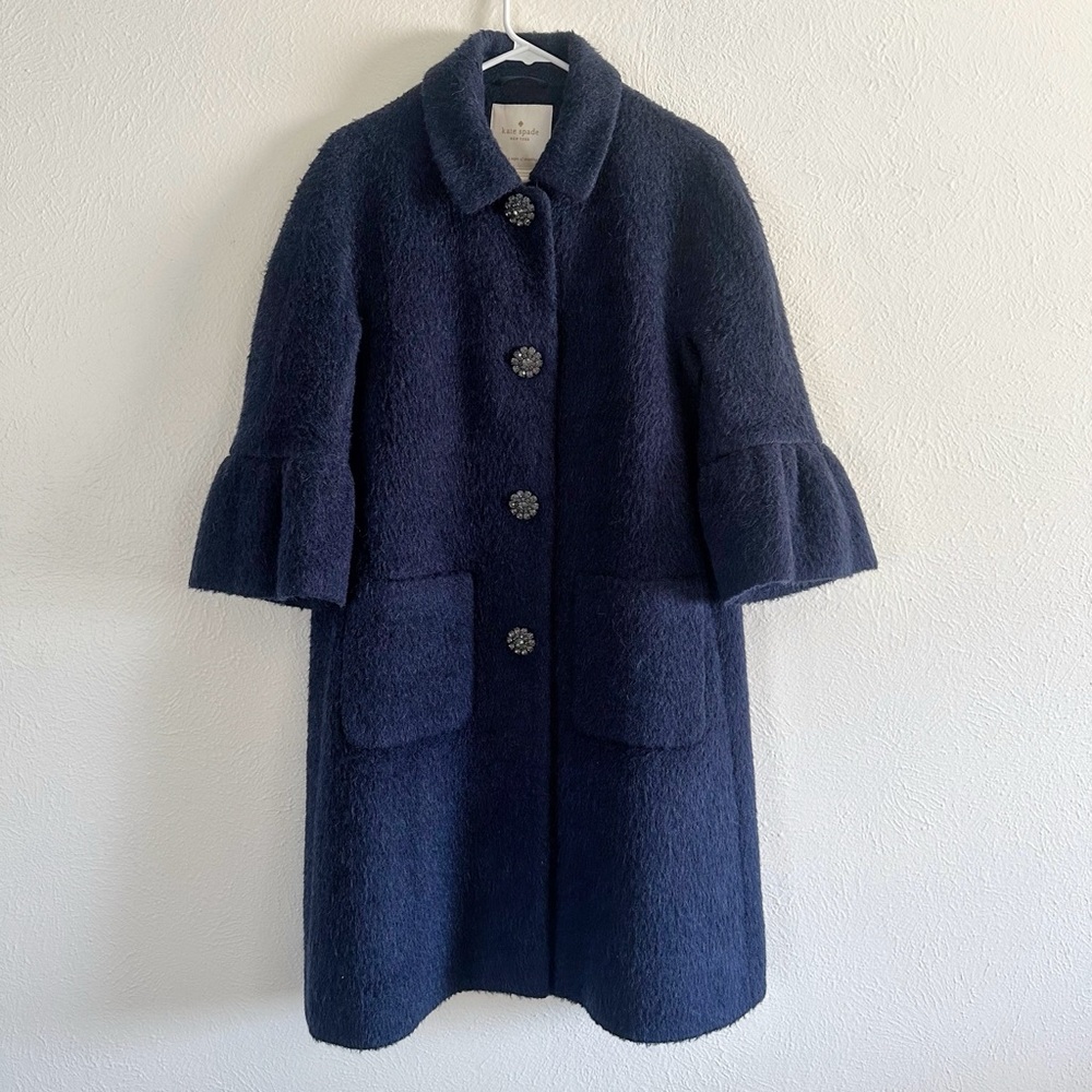Kate Spade Olina Navy Blue Wool Coat